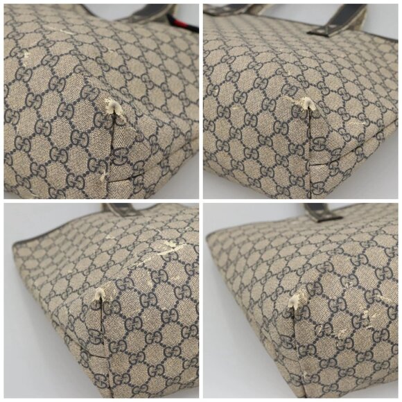 GUCCI GG Supreme Sherry Line Tote Bag PVC Navy Silver 211134 Auth bs27569 - Picture 14 of 16